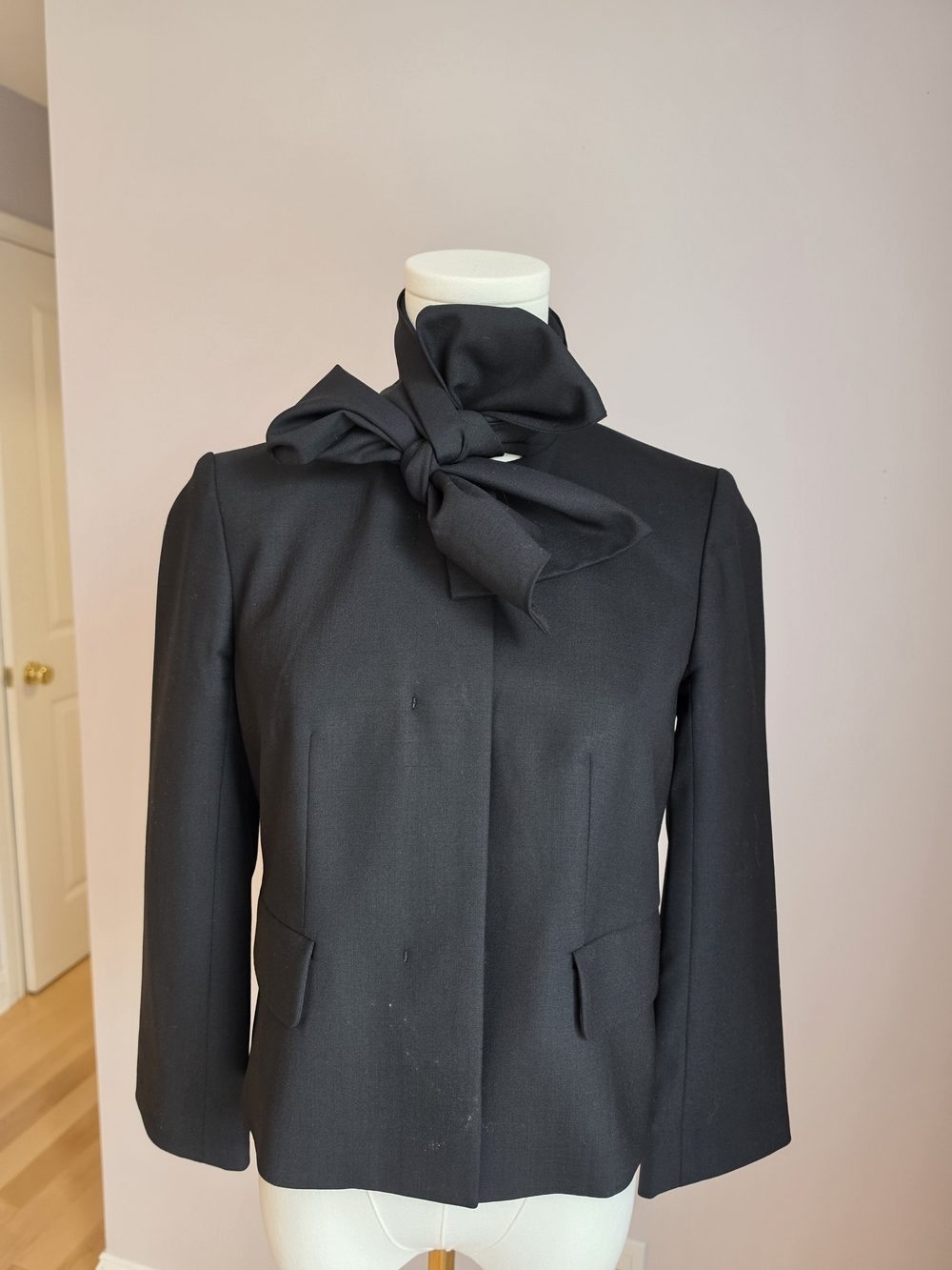 Club Monaco Black Tie-Neck Blazer